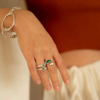 Eve Ring - Green Crystal