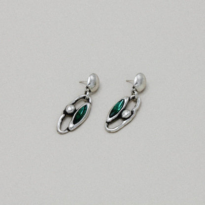 Rae Earrings - Green Crystal